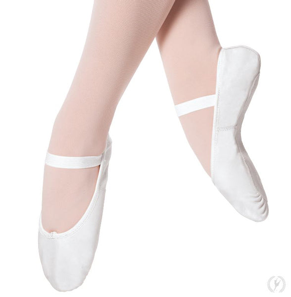 Eurotard A2001A  Adult Full Sole Leather Ballet Slipper White color